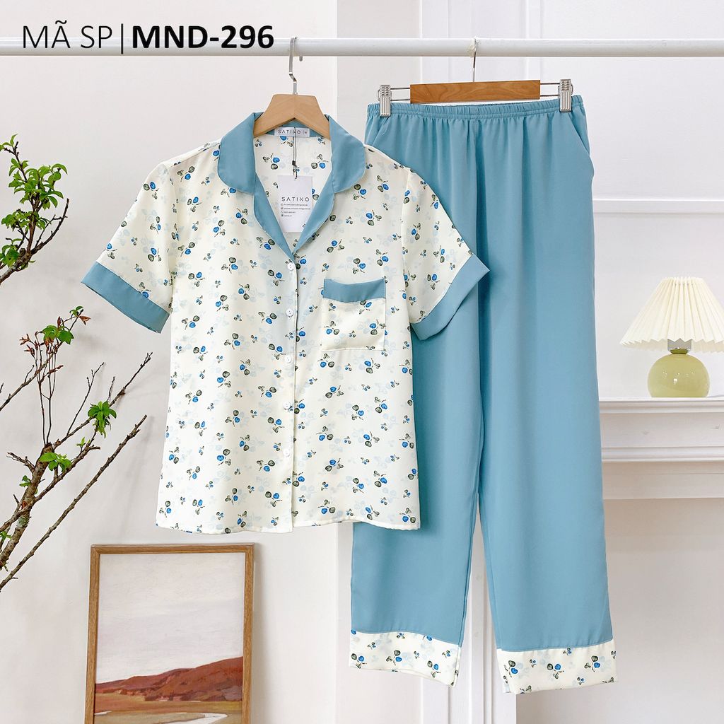 Pijama nữ Lụa Mango TNQD Satino - Cami Blue AHQT