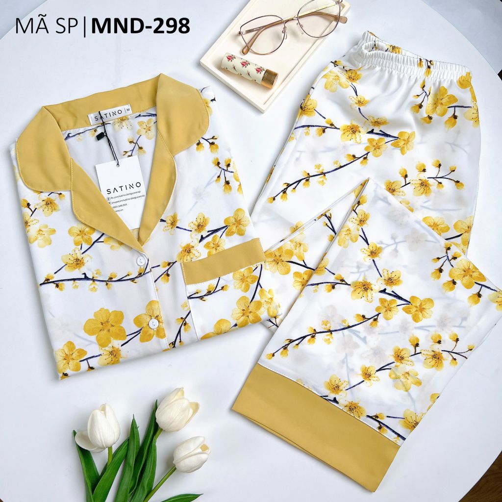 Pijama nữ Lụa Mango TNQD Satino - Blossy Yellow