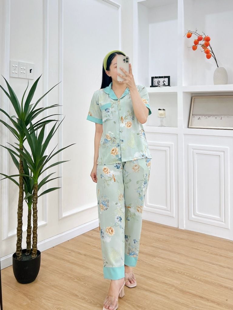 Pijama nữ Lụa Mango TNQD Satino - Juna Mint