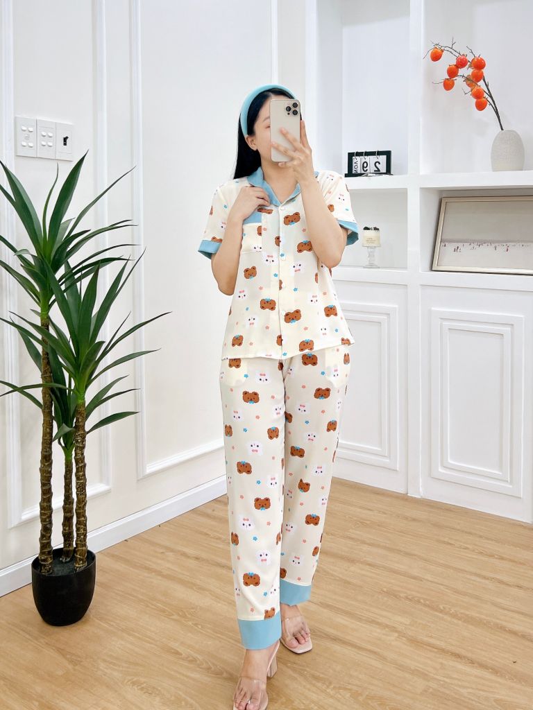 Pijama nữ Lụa Mango TNQD Satino - Rowan Blue