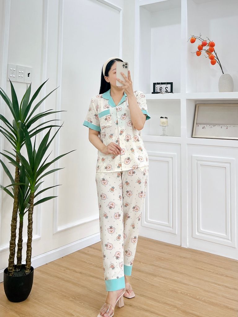Pijama nữ Lụa Mango TNQD Satino - Hanni Mint