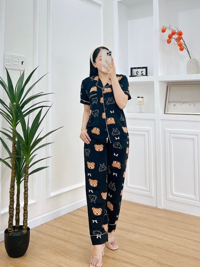 Pijama nữ Lụa Mango TNQD Satino - Beanie Black