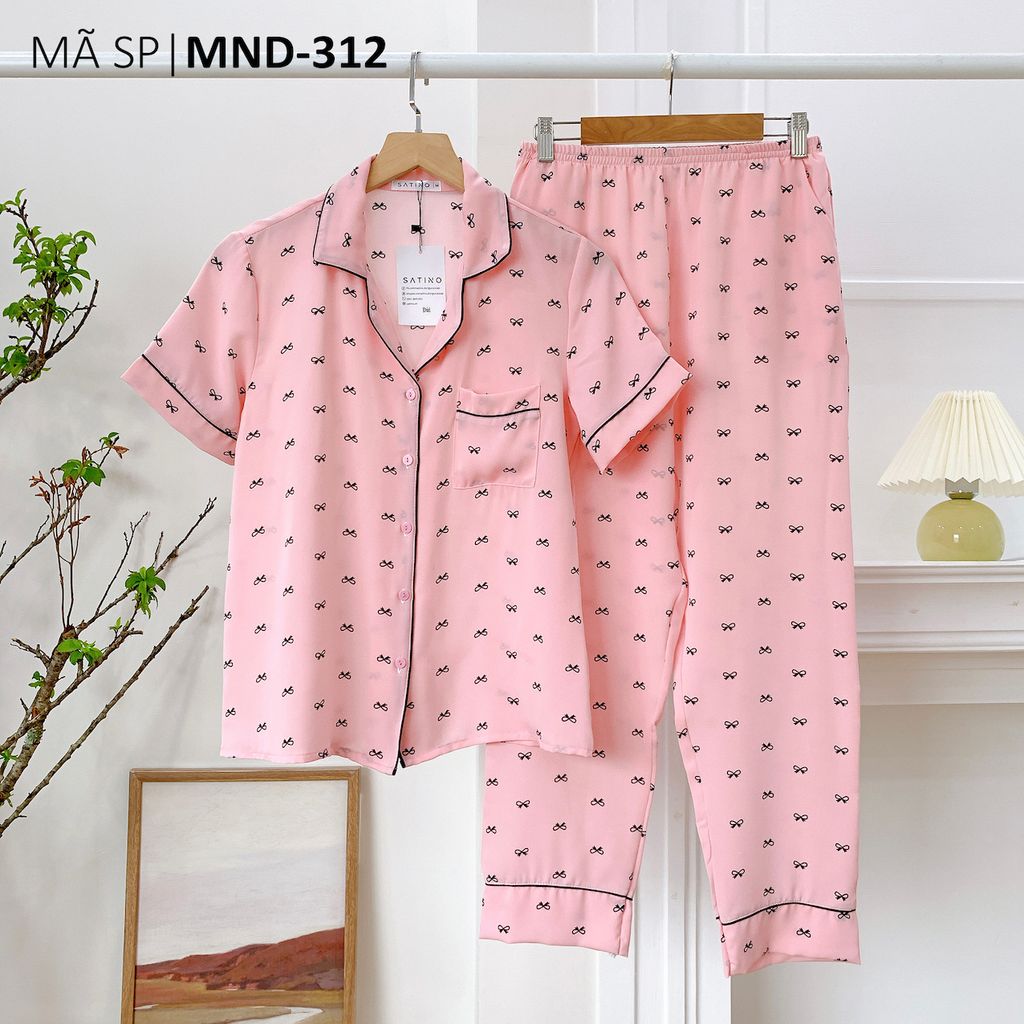 Pijama nữ Lụa Mango TNQD Satino - Bowtie Pink