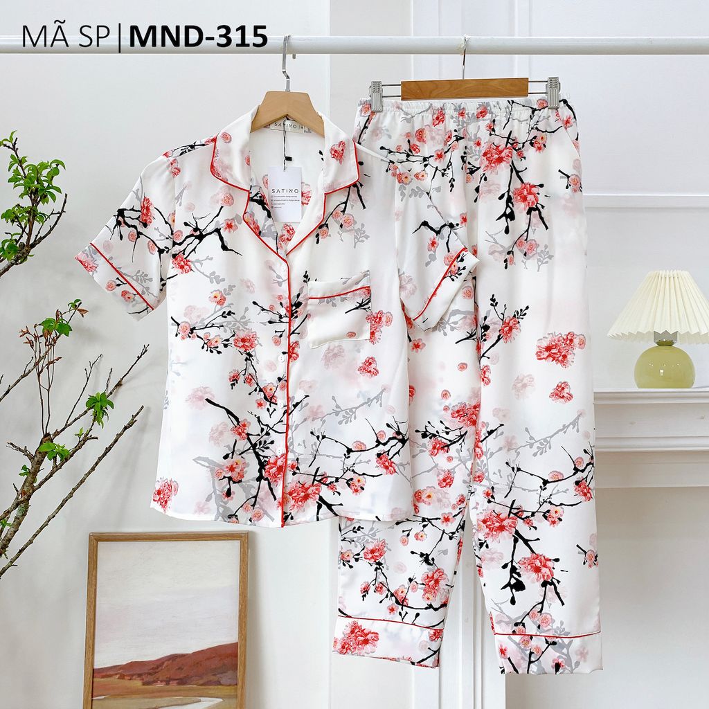 Pijama nữ Lụa Mango TNQD Satino - Sakura Red