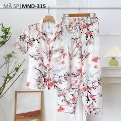 Pijama nữ Lụa Mango TNQD Satino - Sakura Red