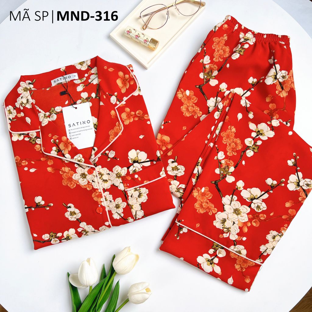 Pijama nữ Lụa Mango TNQD Satino - Envie Orange Red