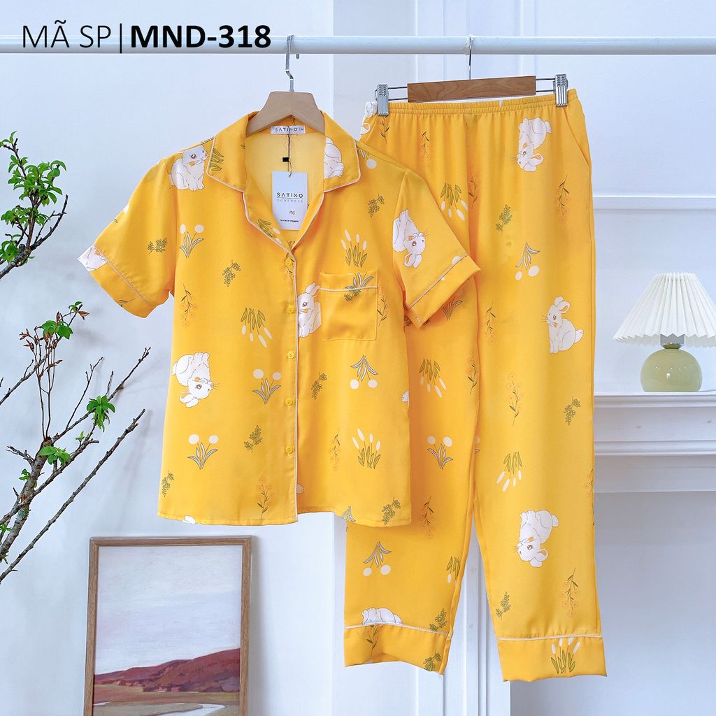 Pijama nữ Lụa Mango TNQD Satino - Rabbit Yellow