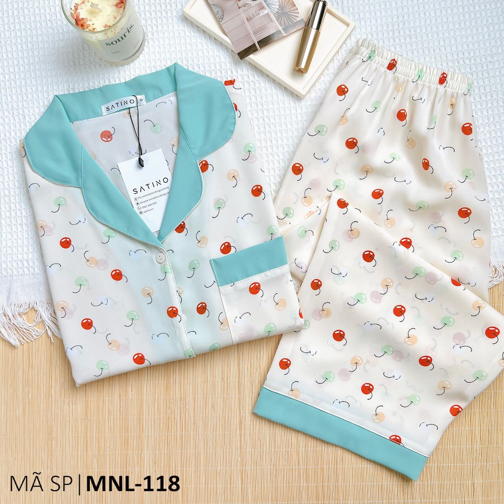 Đồ pijama nữ lụa mango TNQL Satino - Cherry Mint