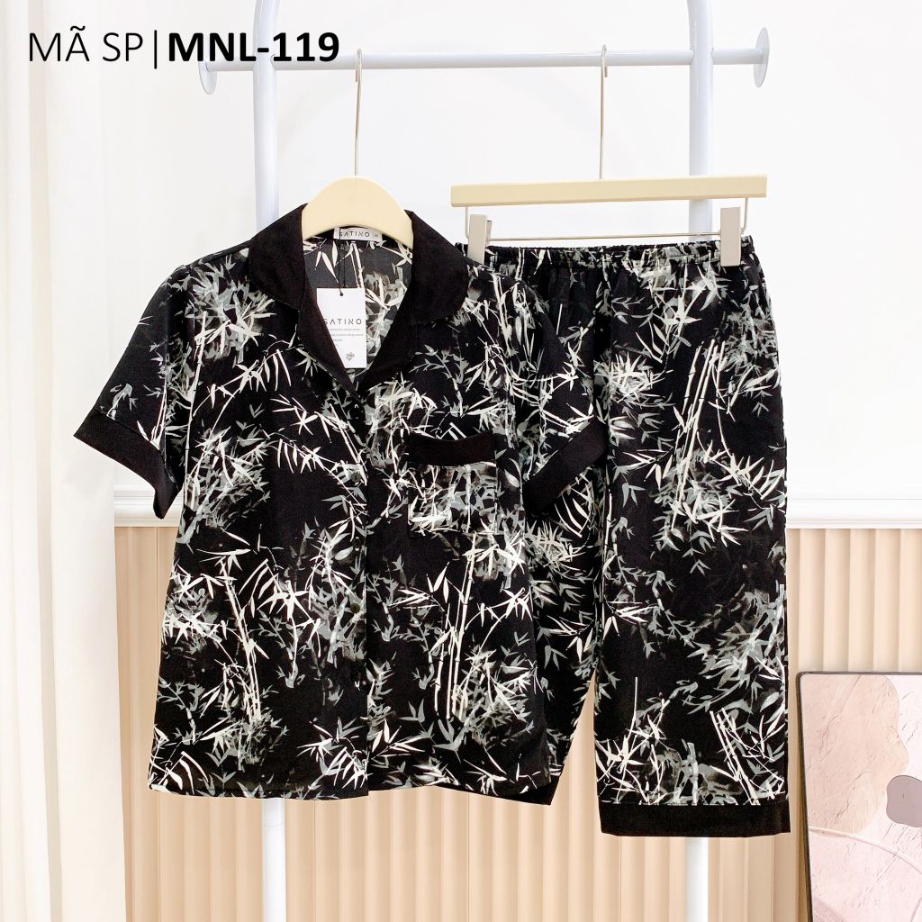 Đồ pijama nữ lụa mango TNQL Satino - Bamboo Black