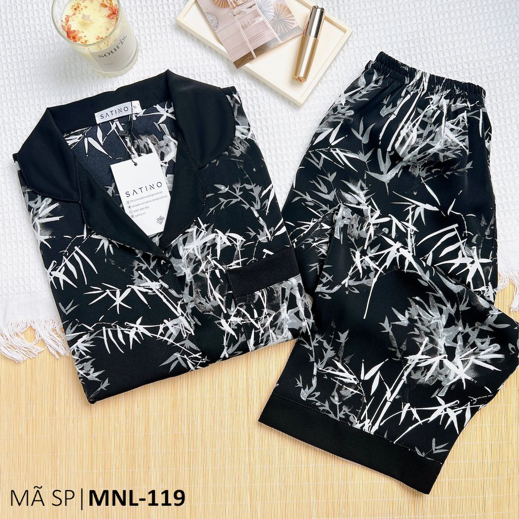 Đồ pijama nữ lụa mango TNQL Satino - Bamboo Black
