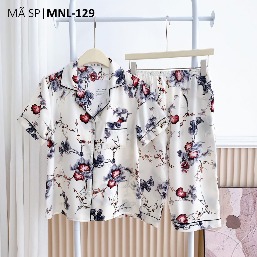 Pijama lụa mango mềm mại, không nhăn Satino TNQL cổ nhọn - Muse Gray