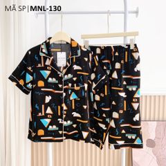 Pijama lụa mango mềm mại, không nhăn Satino TNQL cổ nhọn - Ivy Black