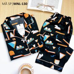 Pijama lụa mango mềm mại, không nhăn Satino TNQL cổ nhọn - Ivy Black
