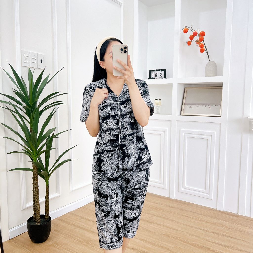 Pijama nữ Lụa Mango TNQL Satino - Toile Black