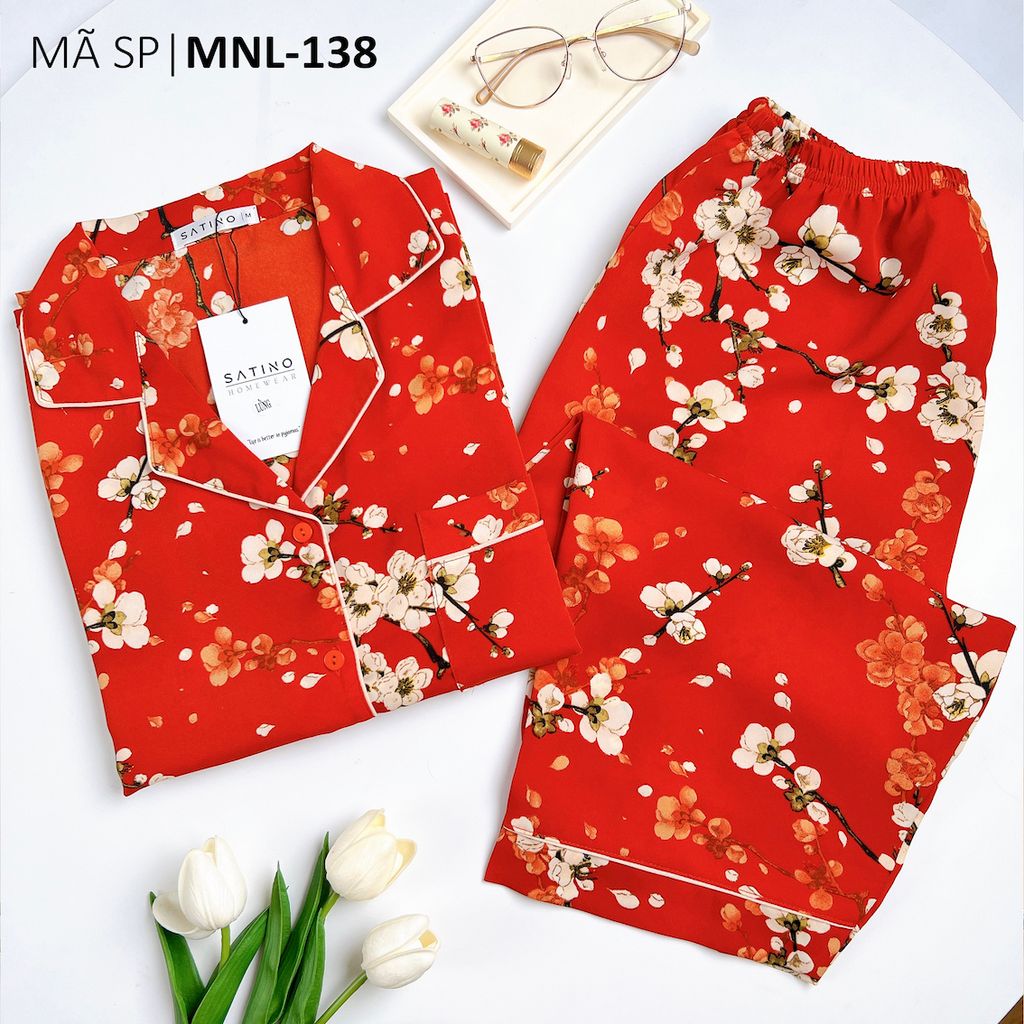 Pijama nữ Lụa Mango TNQL Satino - Envie Orange Red