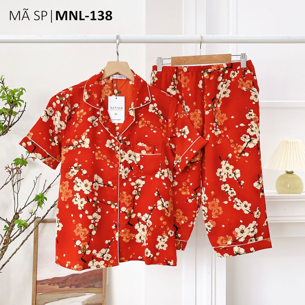 Pijama nữ Lụa Mango TNQL Satino - Envie Orange Red