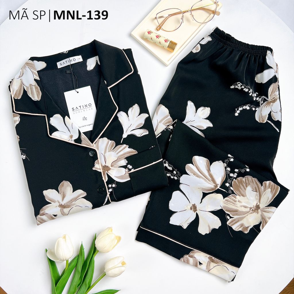 Pijama nữ Lụa Mango TNQL Satino - Jasmine Black