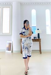 Đồ bộ mặc nhà, đồ ngủ, Pijama nữ Lụa TNQL Satino - Riley Dark Blue