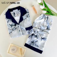 Đồ bộ mặc nhà, đồ ngủ, Pijama nữ Lụa TNQL Satino - Riley Dark Blue