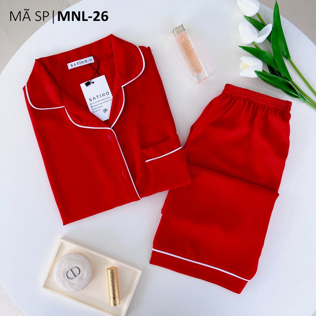 Đồ bộ mặc nhà, đồ ngủ, Pijama nữ Lụa màu trơn TNQL Satino - Red