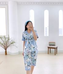 Đồ bộ mặc nhà, đồ ngủ, Pijama nữ Lụa TNQL Satino - Lily Blue Gray