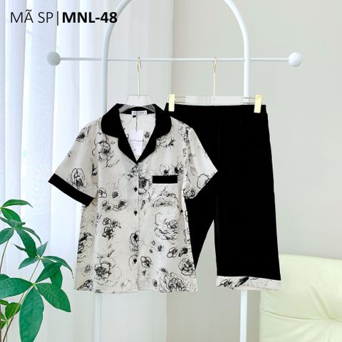 Đồ bộ mặc nhà, đồ ngủ, Pijama nữ Lụa TNQL Satino - Lyna Black