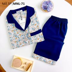 Pijama lụa mango mềm mại, không nhăn Satino TNQL - Dorie Dark Blue