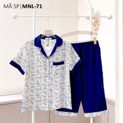 Pijama lụa mango mềm mại, không nhăn Satino TNQL - Dorie Dark Blue