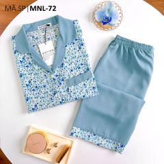 Pijama lụa mango mềm mại, không nhăn Satino TNQL - Sela Blue