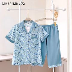Pijama lụa mango mềm mại, không nhăn Satino TNQL - Sela Blue
