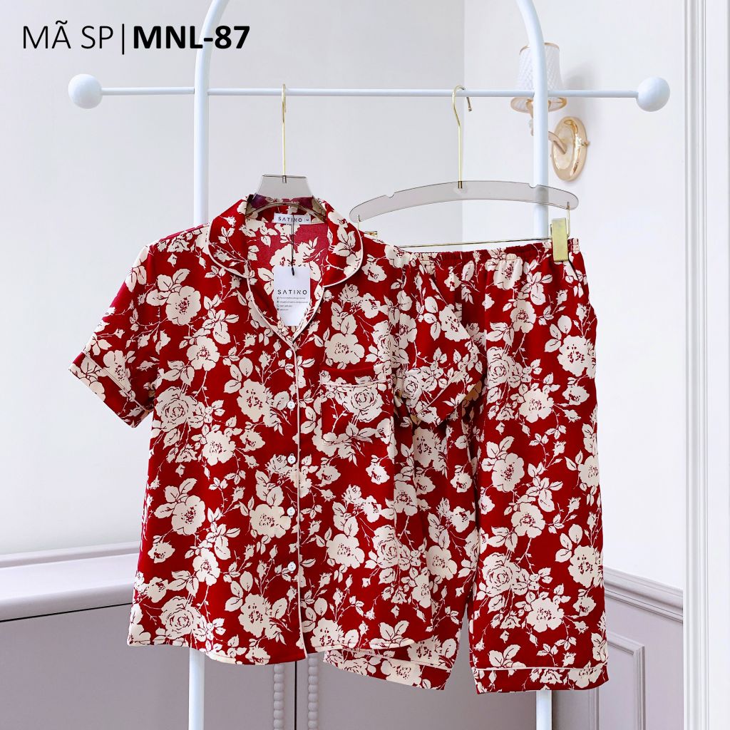 Pijama lụa mango mềm mại, không nhăn Satino TNQL - Giva Red