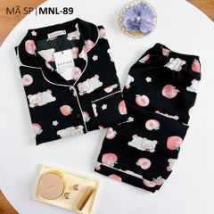 Pijama lụa mango mềm mại, không nhăn Satino TNQL - Peaches Black