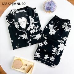 Pijama lụa mango mềm mại, không nhăn Satino TNQL - Flossy Black