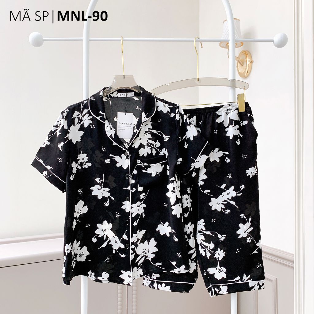 Pijama lụa mango mềm mại, không nhăn Satino TNQL - Flossy Black