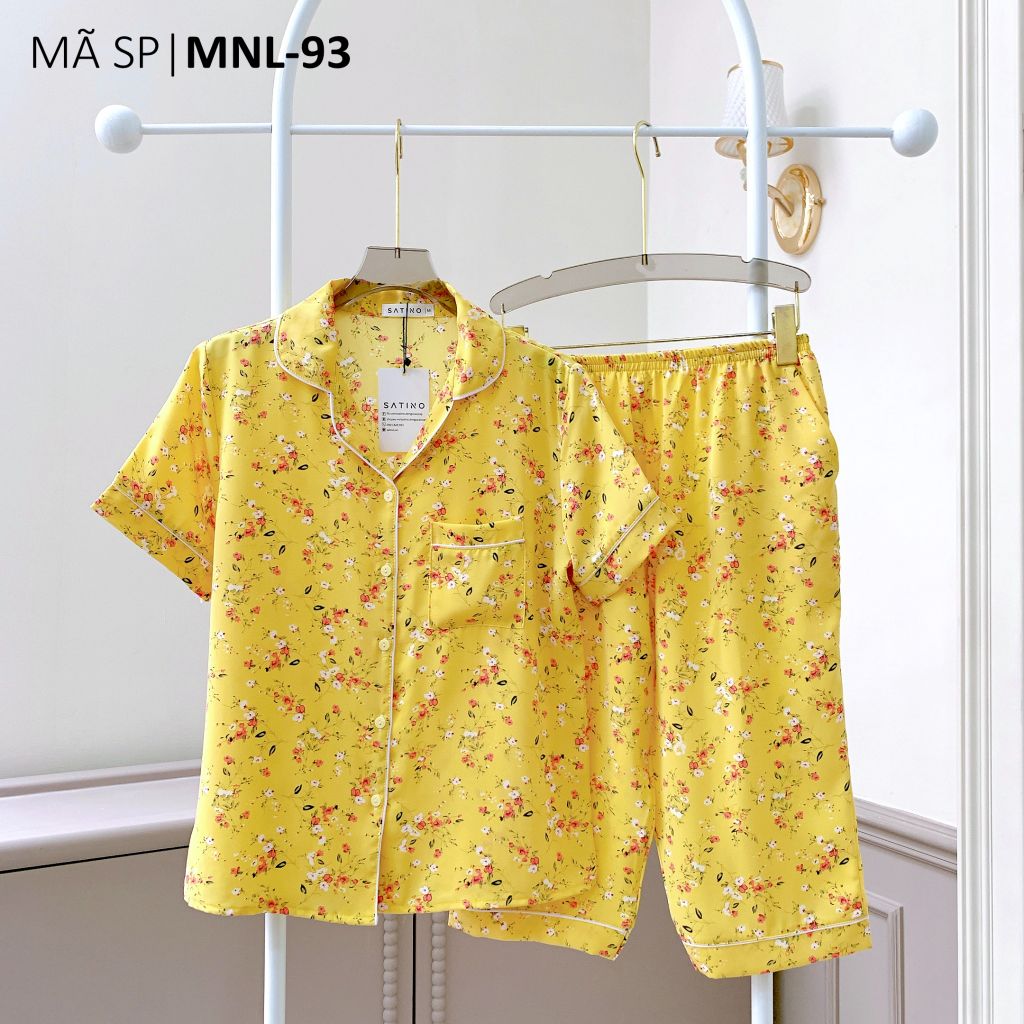 Pijama lụa mango mềm mại, không nhăn Satino TNQL - Lucie Yellow