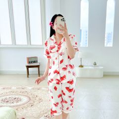 Pijama lụa mango mềm mại, không nhăn Satino TNQL - Della Red