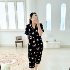 Pijama lụa mango mềm mại, không nhăn Satino TNQL - Coco Black