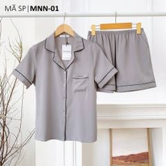 Pijama nữ Lụa Mango màu trơn TNQN Satino - Grey