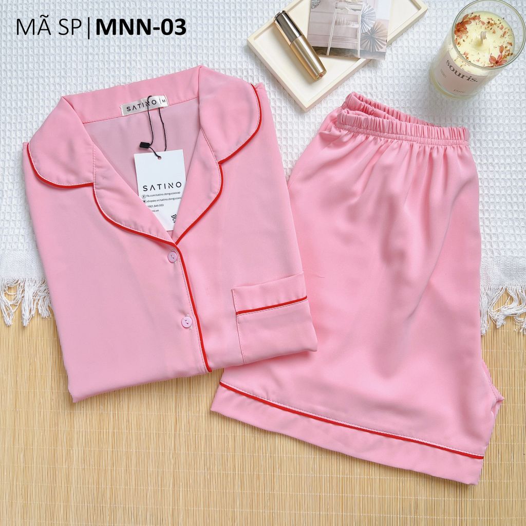 Pijama lụa mango mềm mại, không nhăn Satino màu trơn TNQN - Light Pink