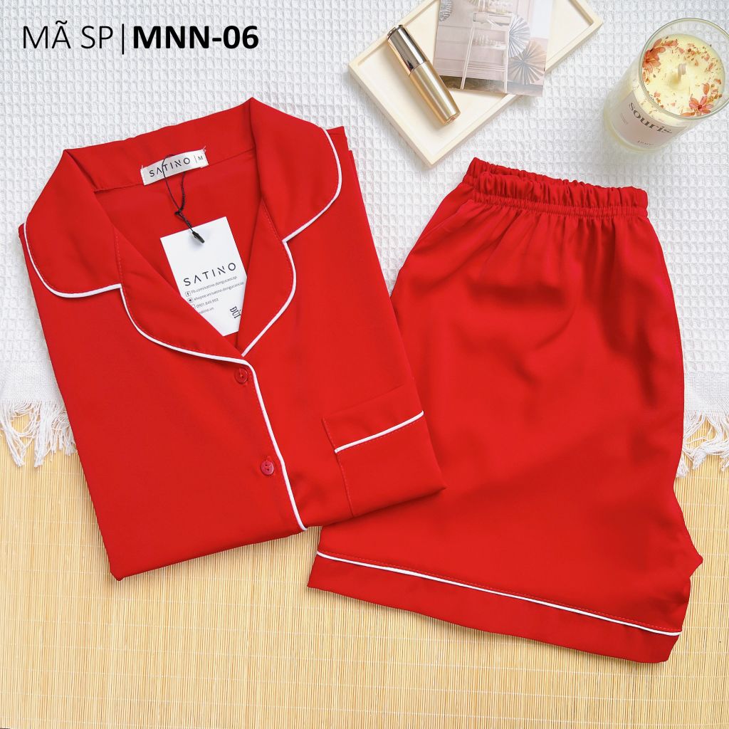 Đồ bộ mặc nhà, đồ ngủ, Pijama nữ Lụa Mango Satino màu trơn TNQN - Wine Red