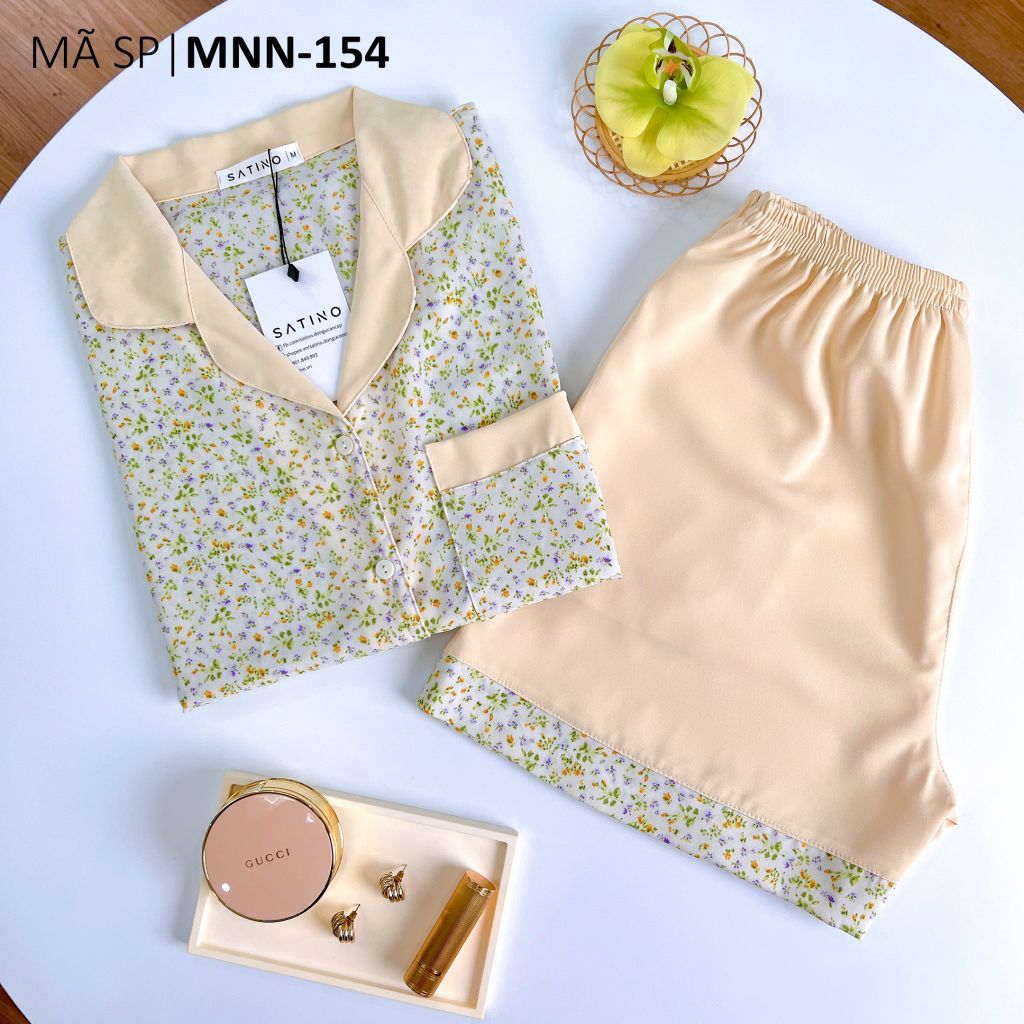 Pijama lụa mango mềm mại, không nhăn Satino TNQN - Vana Cream
