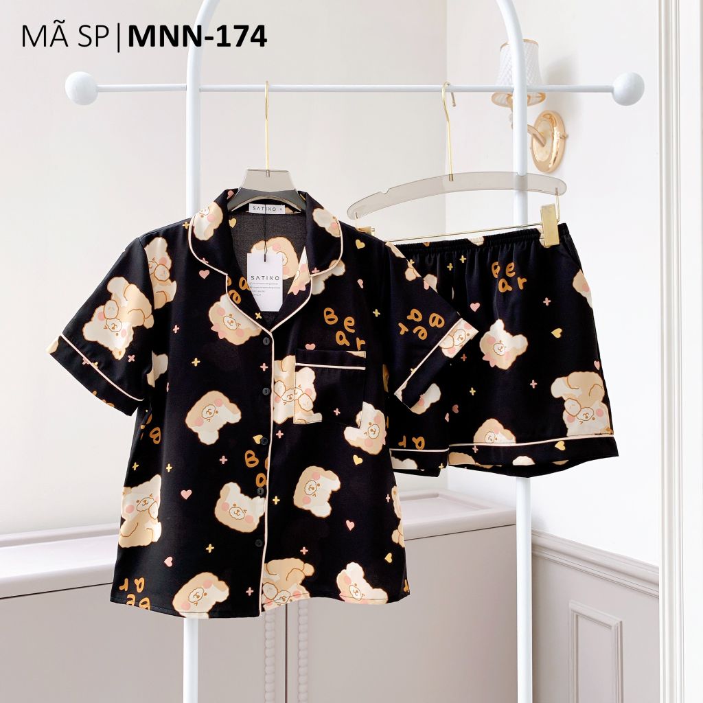 Pijama lụa mango mềm mại, không nhăn Satino TNQN - Honey Black