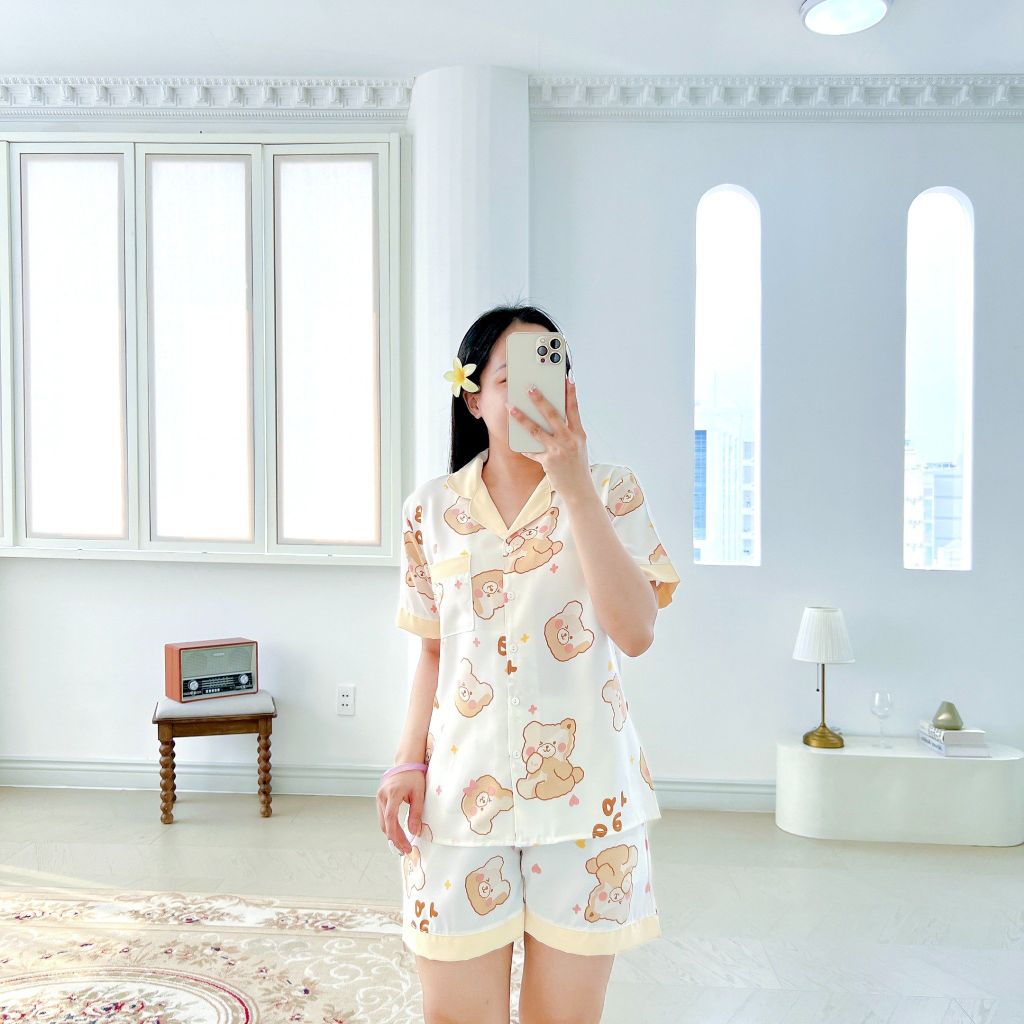Pijama lụa mango mềm mại, không nhăn Satino TNQN - Honey Cream