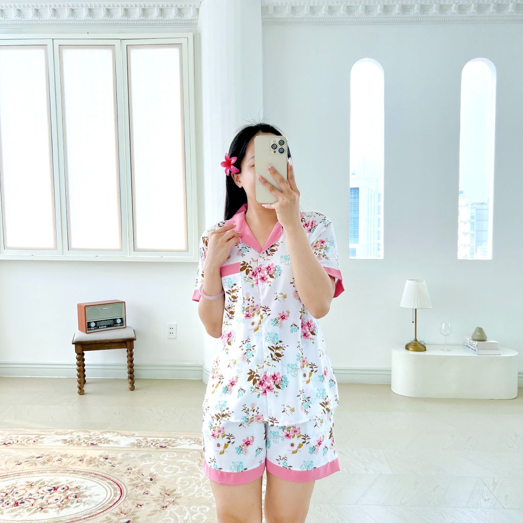 Pijama lụa mango mềm mại, không nhăn Satino TNQN - Averie Pink