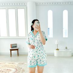 Pijama lụa mango mềm mại, không nhăn Satino TNQN - Daisie Mint