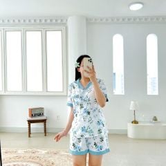 Pijama lụa mango mềm mại, không nhăn Satino TNQN - Averie Blue