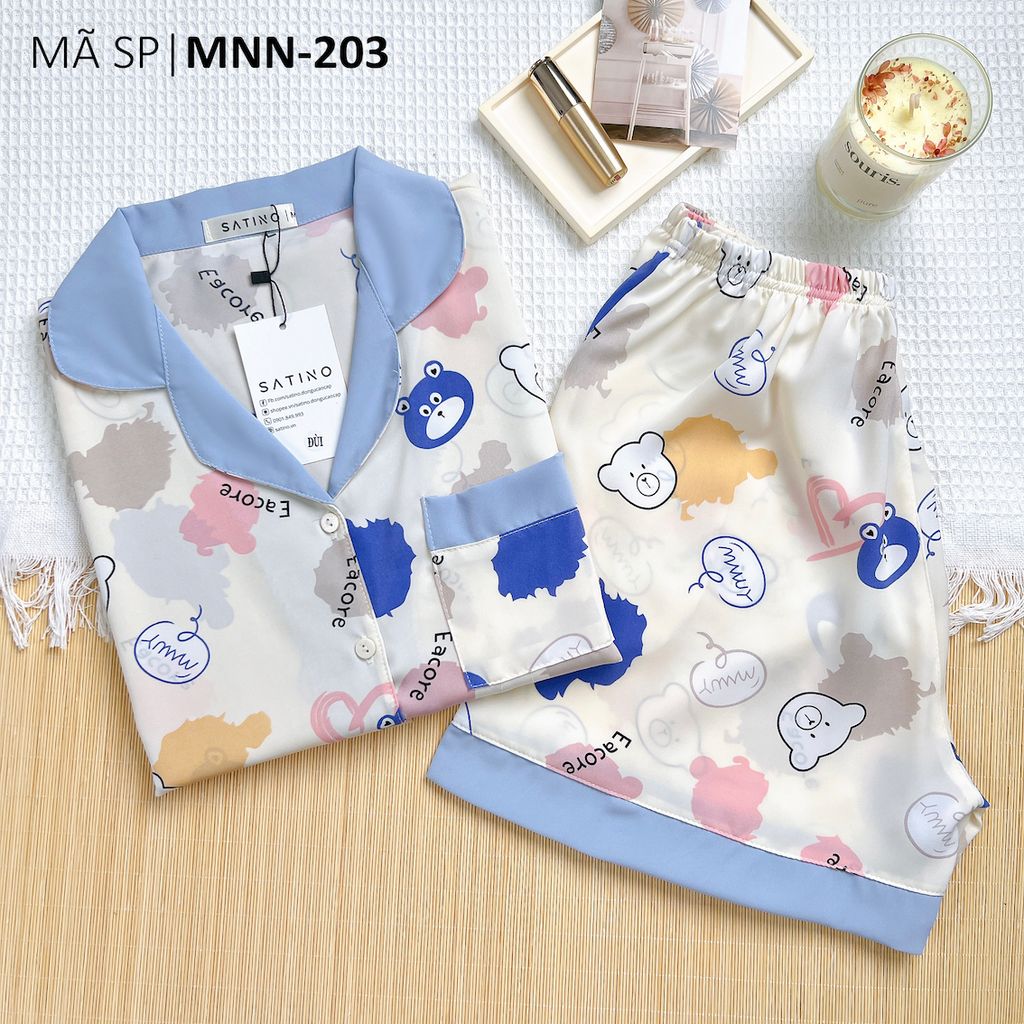 Đồ pijama nữ lụa mango TNQN Satino - Jurin Blue