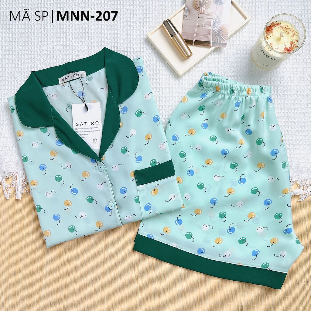 Đồ pijama nữ lụa mango TNQN Satino - Cherry Dark Green