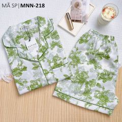 Đồ pijama nữ lụa mango TNQN Satino cổ nhọn - Lux Green