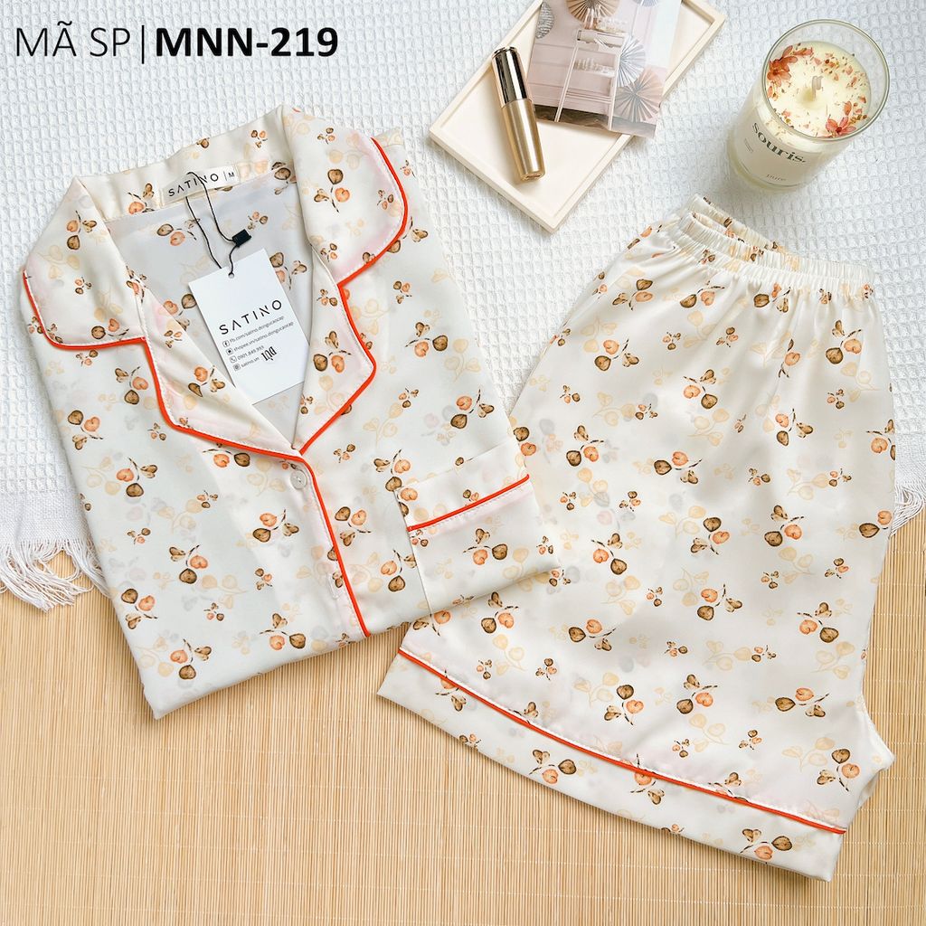 Đồ pijama nữ lụa mango TNQN Satino cổ nhọn - Cami Orange